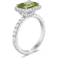 Peridot and Diamond Rocking Ring in 18K White Gold by Charles Krypell