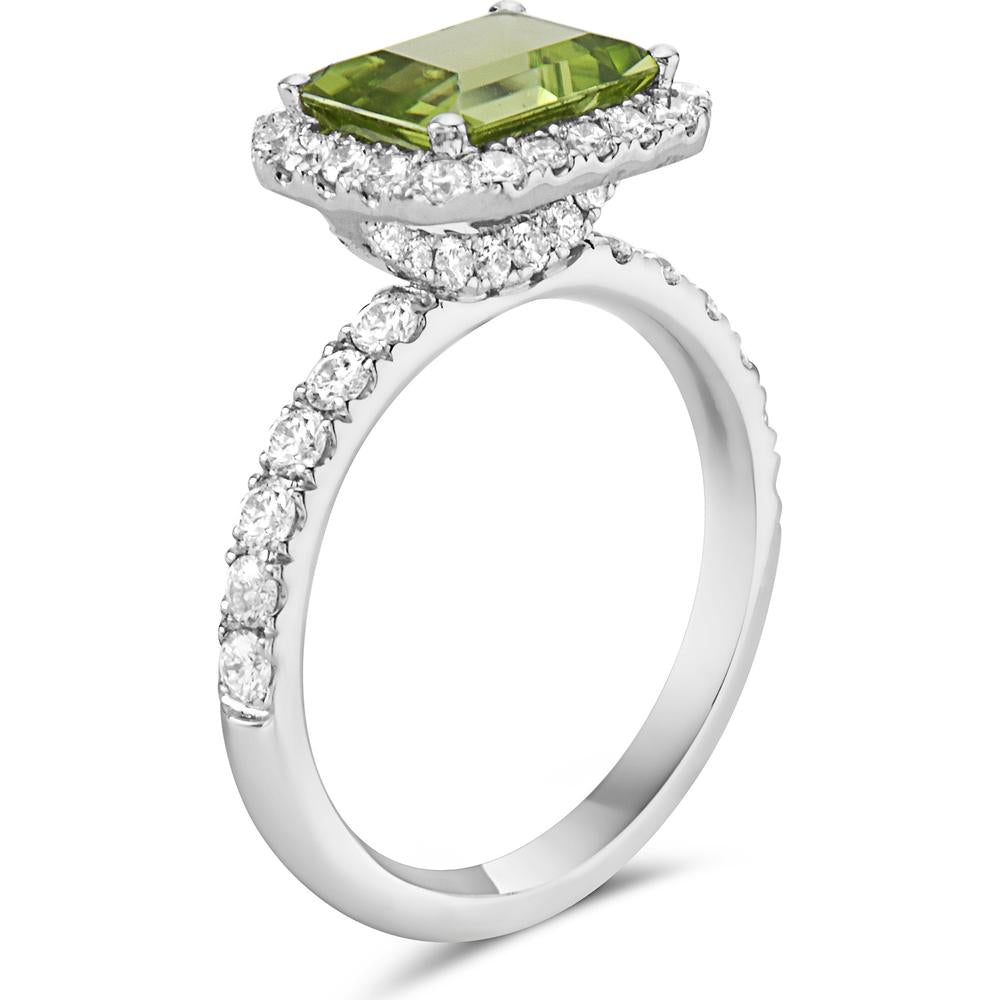 Peridot and Diamond Rocking Ring in 18K White Gold by Charles Krypell