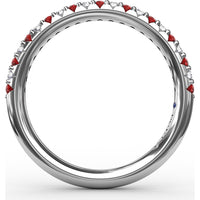 Petite Anniversary Band with Alternating Shared-Prong Rubies and Round Diamonds by Fana - 0.36 Carat Total Gemstone Weight