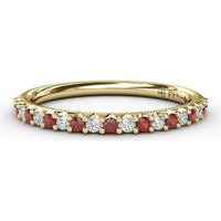 Petite Anniversary Band with Alternating Shared-Prong Rubies and Round Diamonds by Fana - 0.36 Carat Total Gemstone Weight