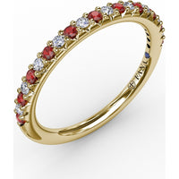 Petite Anniversary Band with Alternating Shared-Prong Rubies and Round Diamonds by Fana - 0.36 Carat Total Gemstone Weight