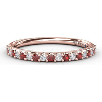 Petite Anniversary Band with Alternating Shared-Prong Rubies and Round Diamonds by Fana - 0.36 Carat Total Gemstone Weight