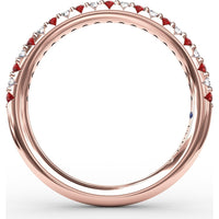 Petite Anniversary Band with Alternating Shared-Prong Rubies and Round Diamonds by Fana - 0.36 Carat Total Gemstone Weight