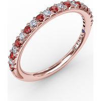 Petite Anniversary Band with Alternating Shared-Prong Rubies and Round Diamonds by Fana - 0.36 Carat Total Gemstone Weight