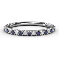 Petite Anniversary Band with Shared-Prong Round Diamonds and Sapphires by Fana - 0.54 Carat Total Gemstone Weight