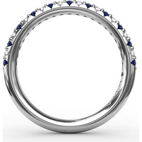 Petite Anniversary Band with Shared-Prong Round Diamonds and Sapphires by Fana - 0.54 Carat Total Gemstone Weight