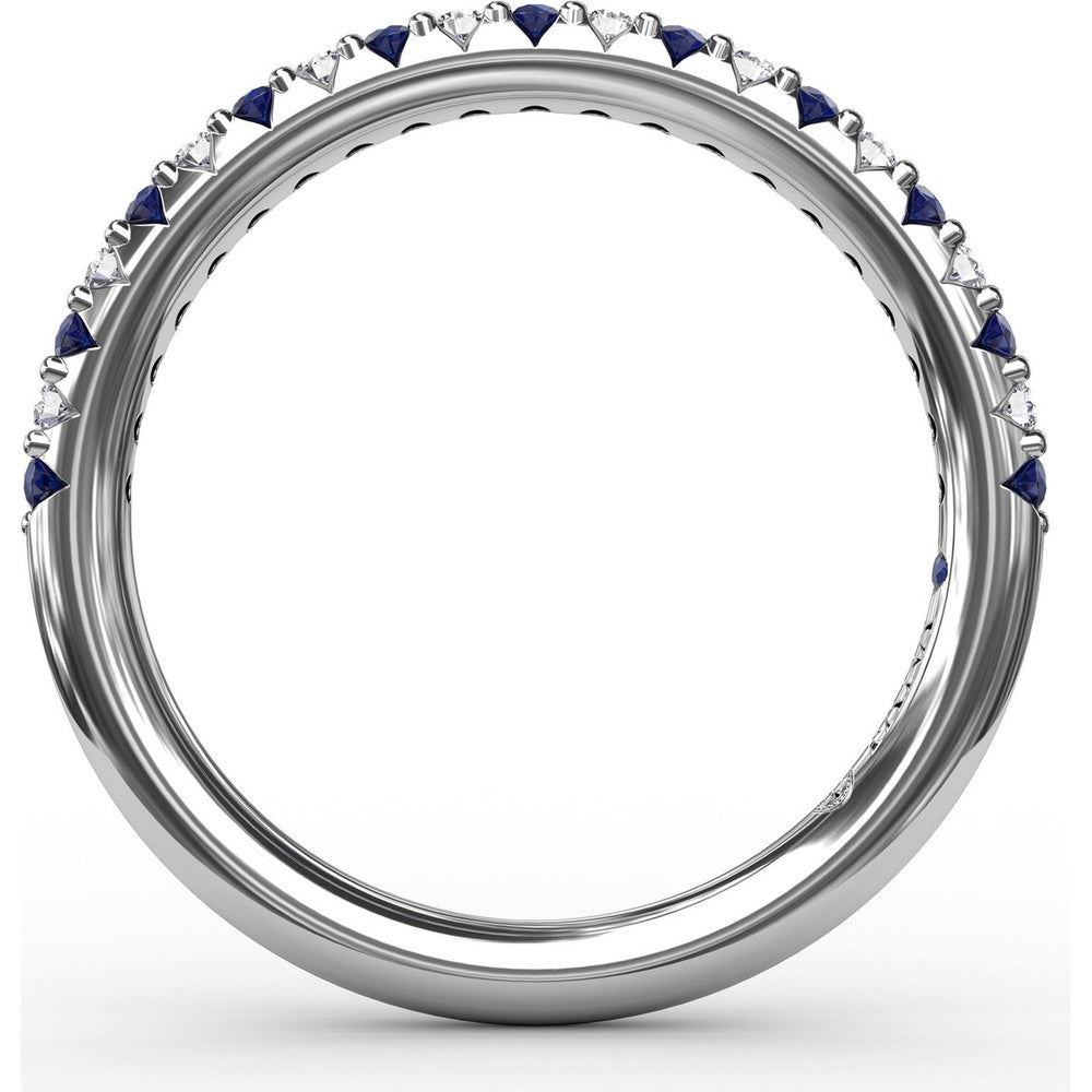Petite Anniversary Band with Shared-Prong Round Diamonds and Sapphires by Fana - 0.54 Carat Total Gemstone Weight