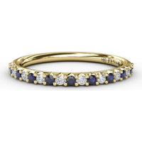Petite Anniversary Band with Shared-Prong Round Diamonds and Sapphires by Fana - 0.54 Carat Total Gemstone Weight