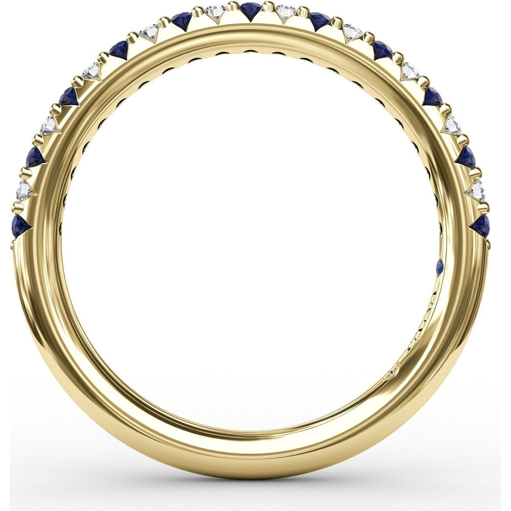 Petite Anniversary Band with Shared-Prong Round Diamonds and Sapphires by Fana - 0.54 Carat Total Gemstone Weight