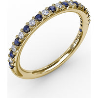 Petite Anniversary Band with Shared-Prong Round Diamonds and Sapphires by Fana - 0.54 Carat Total Gemstone Weight