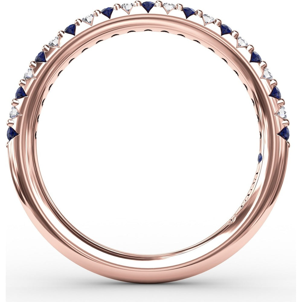 Petite Anniversary Band with Shared-Prong Round Diamonds and Sapphires by Fana - 0.54 Carat Total Gemstone Weight