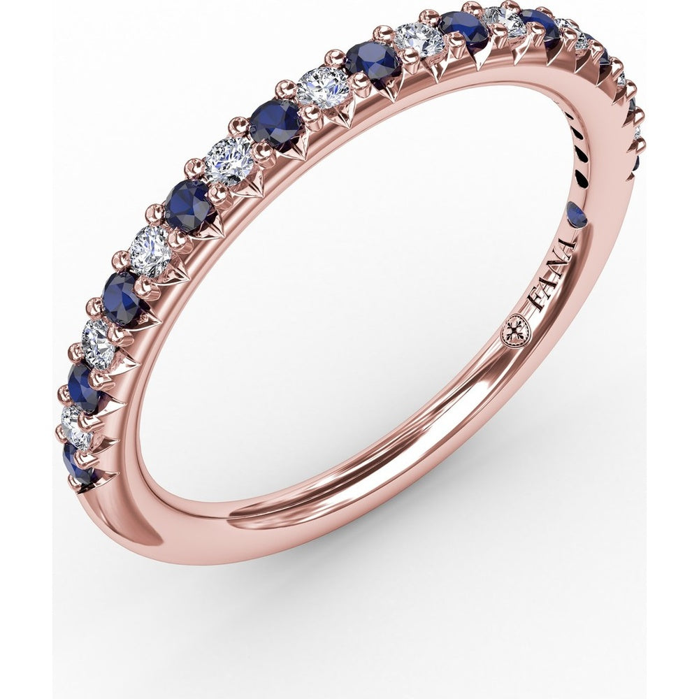 Petite Anniversary Band with Shared-Prong Round Diamonds and Sapphires by Fana - 0.54 Carat Total Gemstone Weight