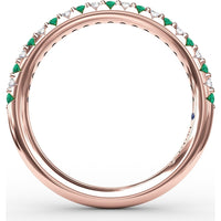Petite Anniversary Band with Shared-Prong Round Emeralds and Diamonds by Fana - 0.32 Carat Total Gemstone Weight