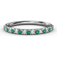 Petite Anniversary Band with Shared-Prong Round Emeralds and Diamonds by Fana - 0.32 Carat Total Gemstone Weight