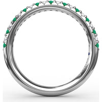 Petite Anniversary Band with Shared-Prong Round Emeralds and Diamonds by Fana - 0.32 Carat Total Gemstone Weight