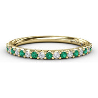 Petite Anniversary Band with Shared-Prong Round Emeralds and Diamonds by Fana - 0.32 Carat Total Gemstone Weight