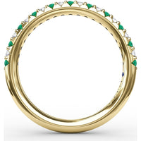 Petite Anniversary Band with Shared-Prong Round Emeralds and Diamonds by Fana - 0.32 Carat Total Gemstone Weight