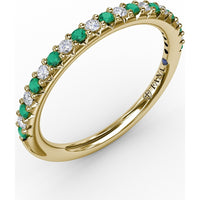Petite Anniversary Band with Shared-Prong Round Emeralds and Diamonds by Fana - 0.32 Carat Total Gemstone Weight