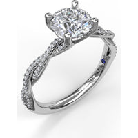 Petite Diamond Twist Engagement Ring Setting with Pavé Round Diamonds by Fana - 0.19 Carat Total Diamond Weight