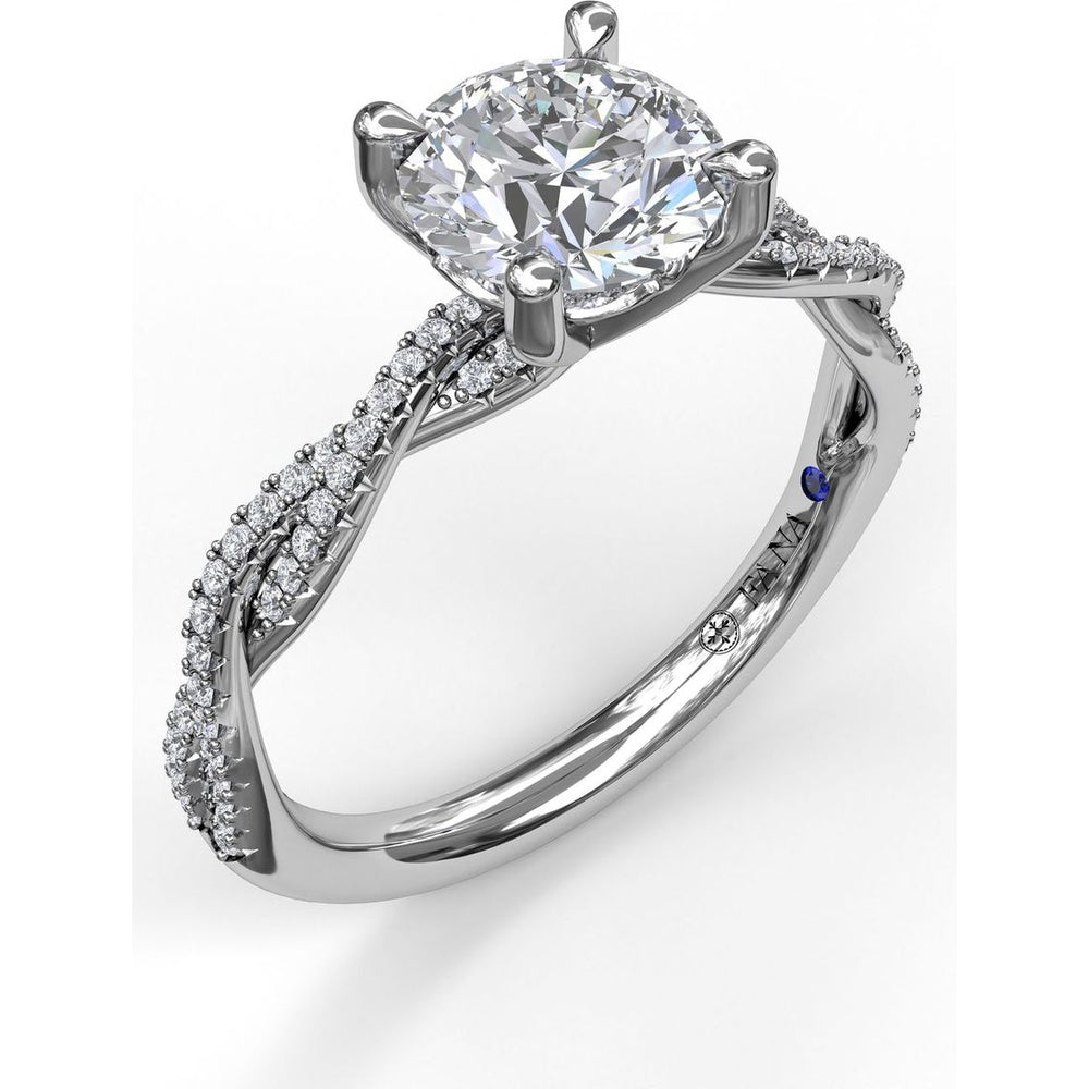 Petite Diamond Twist Engagement Ring Setting with Pavé Round Diamonds by Fana - 0.19 Carat Total Diamond Weight