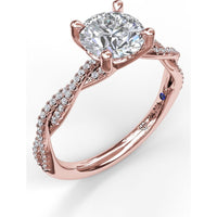 Petite Diamond Twist Engagement Ring Setting with Pavé Round Diamonds by Fana - 0.19 Carat Total Diamond Weight