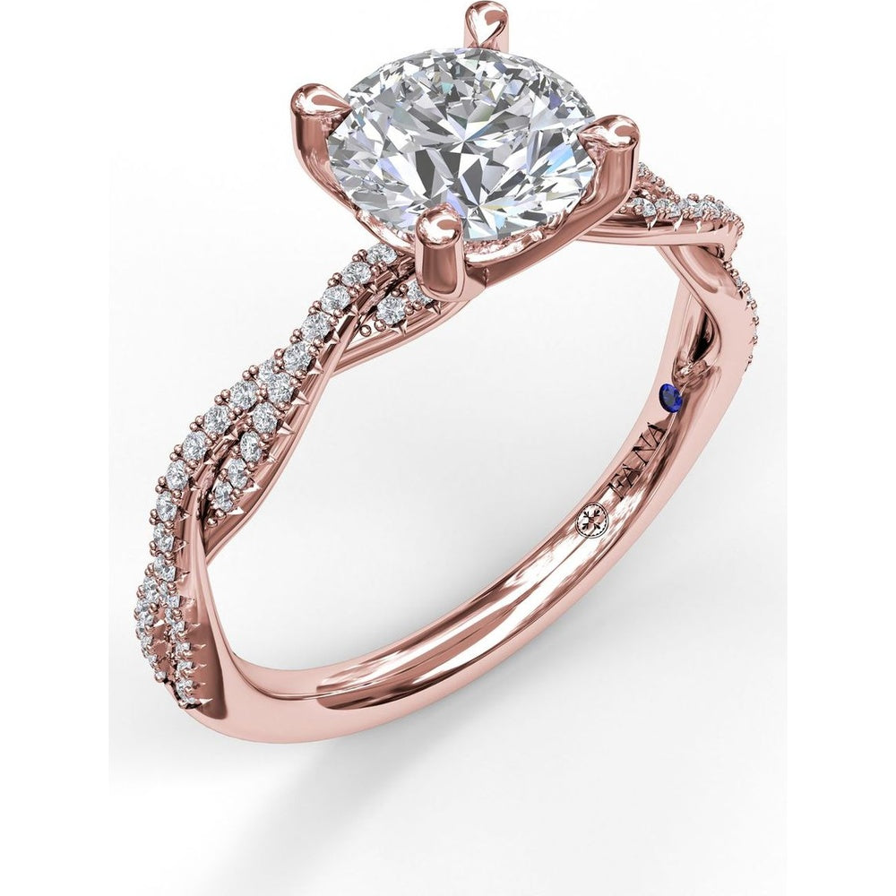 Petite Diamond Twist Engagement Ring Setting with Pavé Round Diamonds by Fana - 0.19 Carat Total Diamond Weight