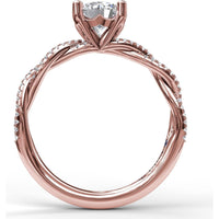 Petite Diamond Twist Engagement Ring Setting with Pavé Round Diamonds by Fana - 0.19 Carat Total Diamond Weight