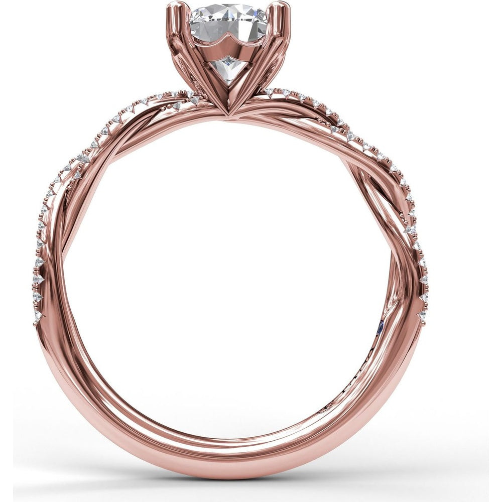 Petite Diamond Twist Engagement Ring Setting with Pavé Round Diamonds by Fana - 0.19 Carat Total Diamond Weight