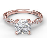 Petite Diamond Twist Engagement Ring Setting with Pavé Round Diamonds by Fana - 0.19 Carat Total Diamond Weight