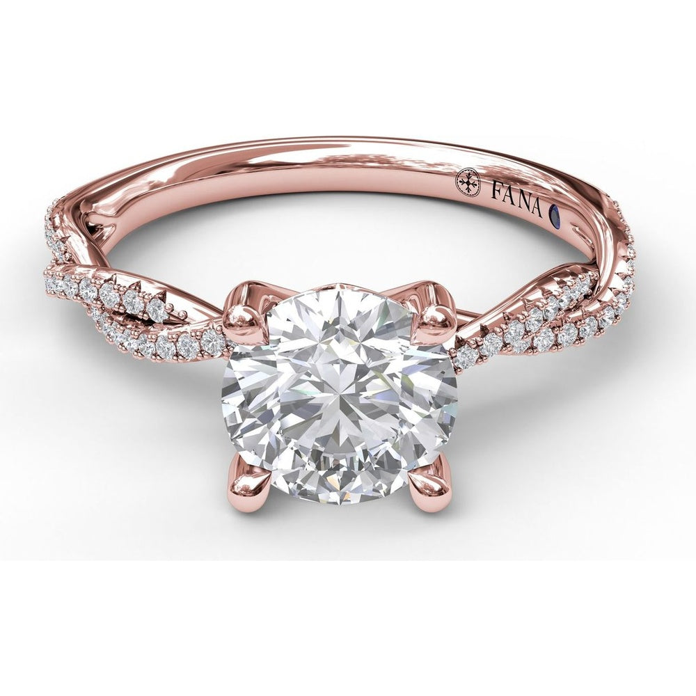 Petite Diamond Twist Engagement Ring Setting with Pavé Round Diamonds by Fana - 0.19 Carat Total Diamond Weight