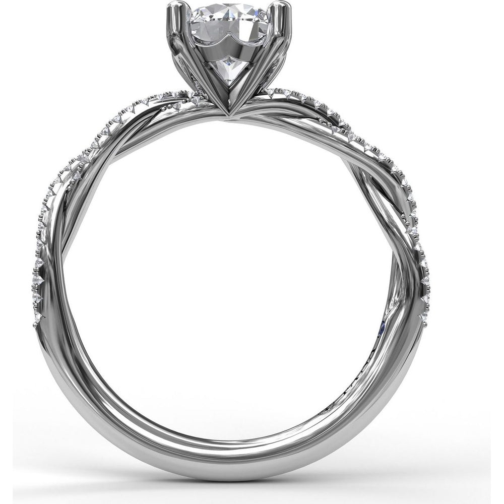 Petite Diamond Twist Engagement Ring Setting with Pavé Round Diamonds by Fana - 0.19 Carat Total Diamond Weight