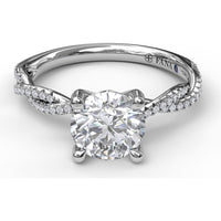 Petite Diamond Twist Engagement Ring Setting with Pavé Round Diamonds by Fana - 0.19 Carat Total Diamond Weight
