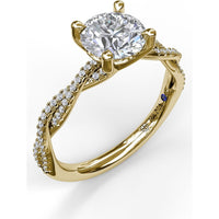 Petite Diamond Twist Engagement Ring Setting with Pavé Round Diamonds by Fana - 0.19 Carat Total Diamond Weight