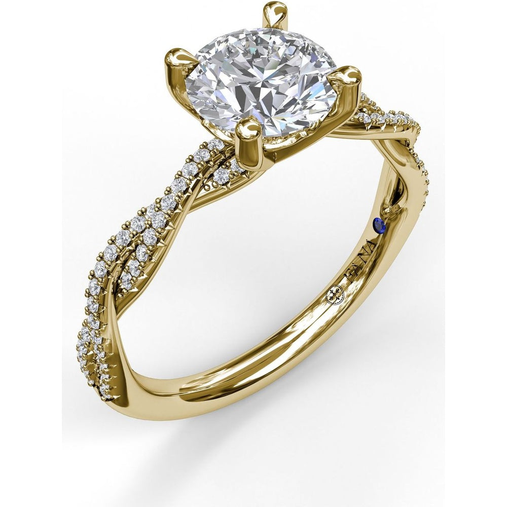 Petite Diamond Twist Engagement Ring Setting with Pavé Round Diamonds by Fana - 0.19 Carat Total Diamond Weight
