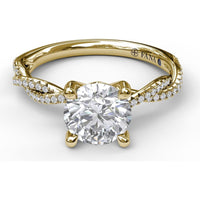 Petite Diamond Twist Engagement Ring Setting with Pavé Round Diamonds by Fana - 0.19 Carat Total Diamond Weight