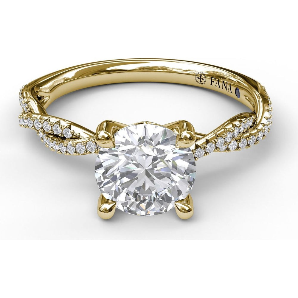 Petite Diamond Twist Engagement Ring Setting with Pavé Round Diamonds by Fana - 0.19 Carat Total Diamond Weight