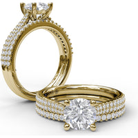 Petite Pavé Diamond Band with Shared-Prong Set Round Diamonds by Fana - 0.21 Carat Total Diamond Weight