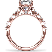 Petite Pavé Diamond Engagement Ring Setting with Cushion Shape Accents by Fana - 0.20 Carat Total Diamond Weight