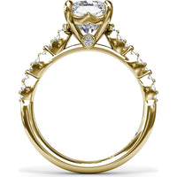 Petite Pavé Diamond Engagement Ring Setting with Cushion Shape Accents by Fana - 0.20 Carat Total Diamond Weight