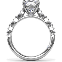 Petite Pavé Diamond Engagement Ring Setting with Cushion Shape Accents by Fana - 0.20 Carat Total Diamond Weight