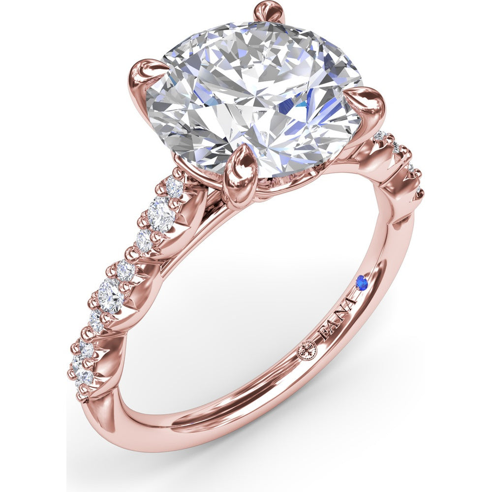 Petite Pavé Engagement Ring Setting with Marquise Accents by Fana - 0.20 Carat Total Diamond Weight