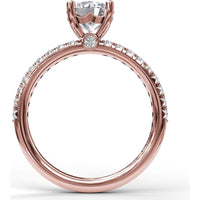 Petite Round Solitaire Engagement Ring Setting with Pavé Diamond Shank by Fana - 0.30 Carat Total Diamond Weight