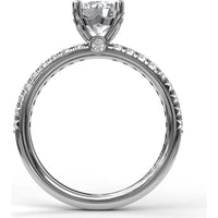 Petite Round Solitaire Engagement Ring Setting with Pavé Diamond Shank by Fana - 0.30 Carat Total Diamond Weight