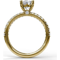 Petite Round Solitaire Engagement Ring Setting with Pavé Diamond Shank by Fana - 0.30 Carat Total Diamond Weight