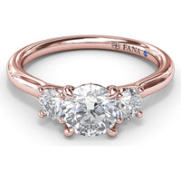 Petite Three-Stone Round Diamond Engagement Ring Setting with 0.34 Carat Total Side Diamond Weight by Fana