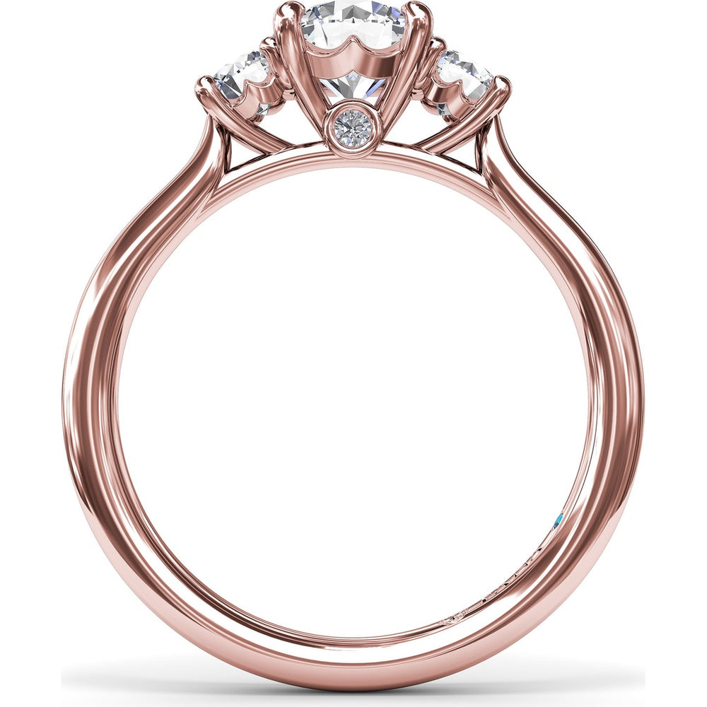 Petite Three-Stone Round Diamond Engagement Ring Setting with 0.34 Carat Total Side Diamond Weight by Fana