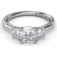 Petite Three-Stone Round Diamond Engagement Ring Setting with 0.34 Carat Total Side Diamond Weight by Fana