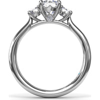 Petite Three-Stone Round Diamond Engagement Ring Setting with 0.34 Carat Total Side Diamond Weight by Fana