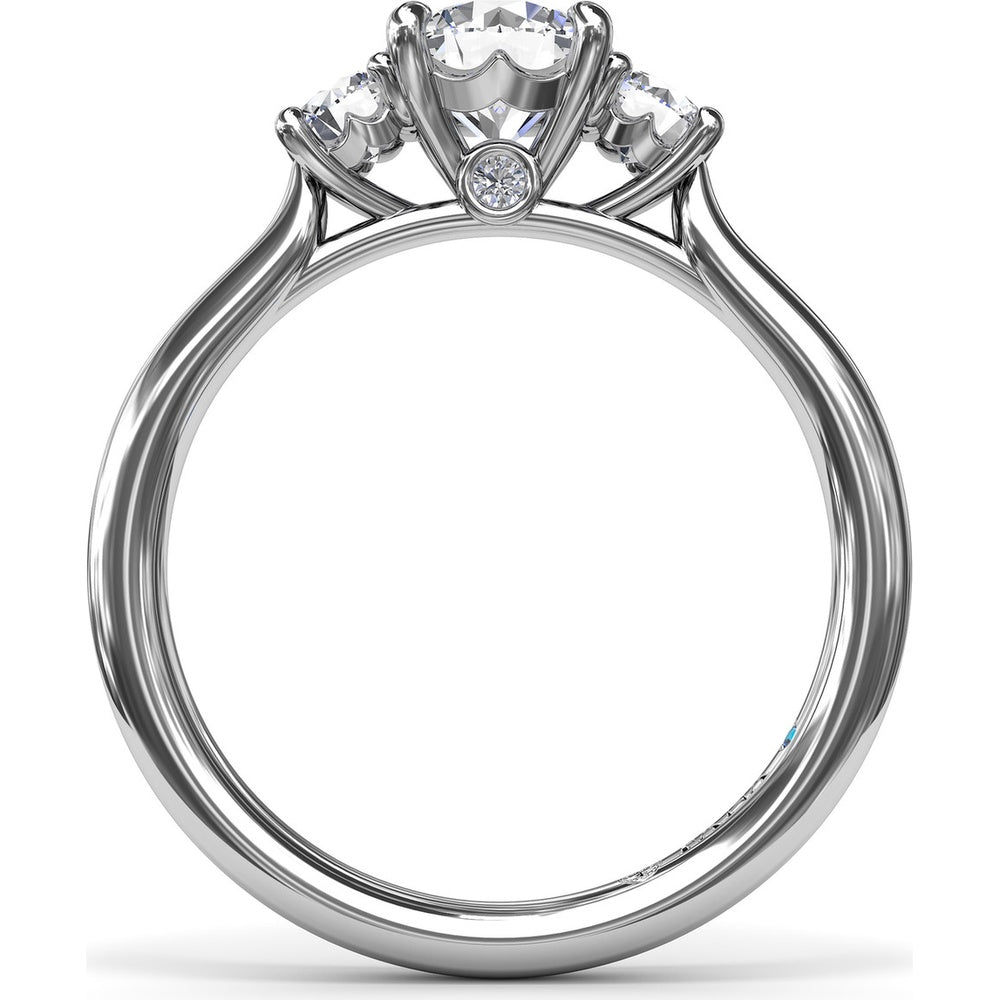 Petite Three-Stone Round Diamond Engagement Ring Setting with 0.34 Carat Total Side Diamond Weight by Fana