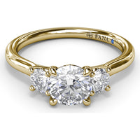 Petite Three-Stone Round Diamond Engagement Ring Setting with 0.34 Carat Total Side Diamond Weight by Fana